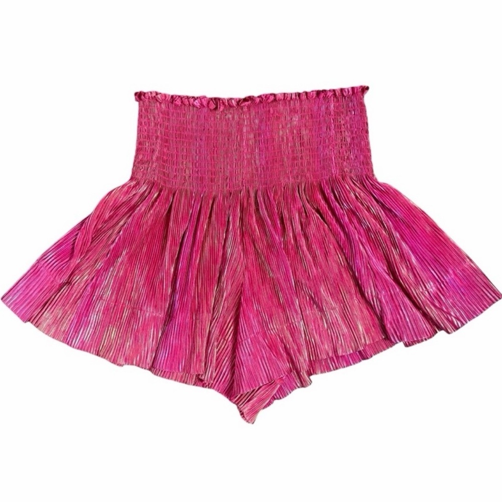 QUEEN OF SPARKLES Hot Pink Pleated High Waist Swing  Shorts
